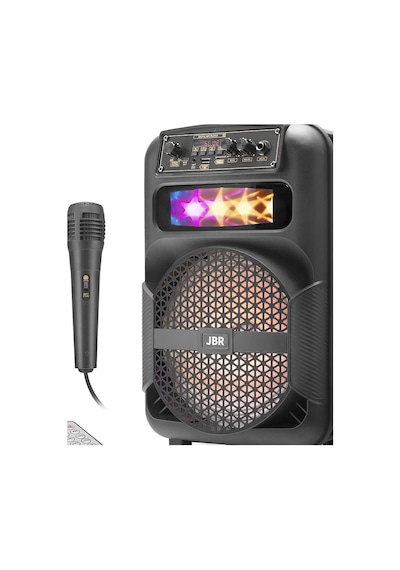 Karaoke Mikrofonlu Bluetooth Hoparlör Fm Radyo 10w 8 İnç Rgb Kumandalı Siyah Jbr007 Evimdeyokyok