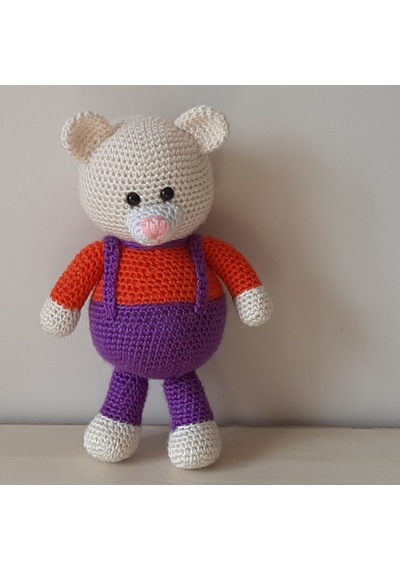 Amigurumi Örgü Oyuncak Renkli Ayı Mor
