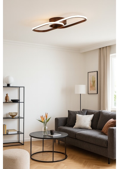 Zzez Kahverengi Modern Tasarım Beyaz Ledli Cafe - Mutfak - Salon 2 Li Led Avize Kahverengi