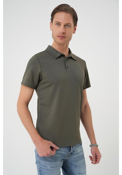 Efor Comfort Fit Polo Yaka Esnek Pamuk Casual Haki Tişört Ts 886 Haki