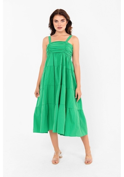 Pastelastore Askılı Pamuklu Poplin Yazlık Midi Elbise 2106