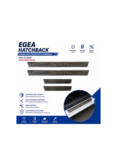 Egea Hatchback Krom Kapı Eşiği 4parça 2020 Ve Üzeri Paslanmaz Çelik Fıategeakket0000001