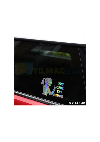 Evet Motorcu Kız Hologram Motosiklet Etiket Araba Yapıştırma