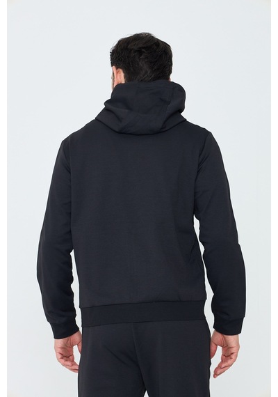White Stone Siyah Kapüşonlu Fermuarlı Erkek Sweatshirt