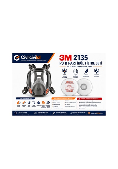 3m 6800 Tam Yüz Maskesi + 3m 2135 P3 Filtre