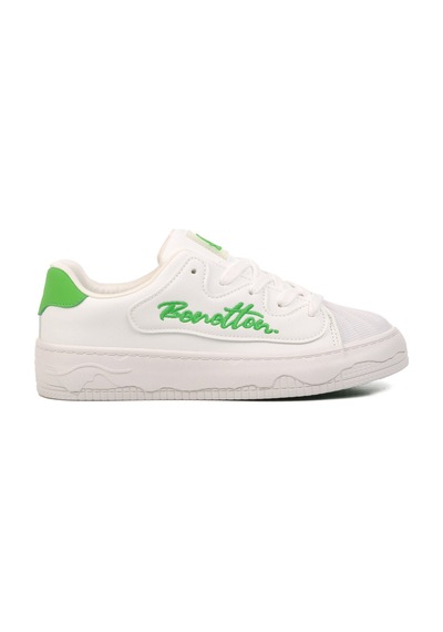United Colors Of Benetton Beyaz Yeşil Bağcıklı Kadın Sneaker Bnı-10102 Z Beyaz - Yeşil