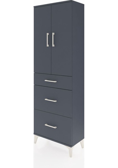 Arges Dolap 3 Raflı 3 Çekmeceli 2 Kapaklı 60x30x182 Antrasit-... Antrasit