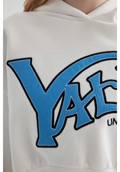 DeFacto Coool Yale University Oversize Geniş Kalıp Kapüşonlu Crop Sweatshirt C3092AX24SPWT32