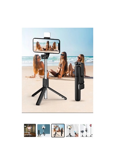 Bluetooth Lu Led Işıklı Selfie Çubuğu Uzaktan Kumandalı Yatay Özçekim Tripod