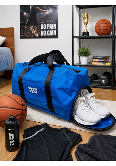 Newfull Sport Ayakkabı Bölmeli Astarlı Su Geçirmez Seyahat Ve Spor Çantası-orta Boy Mavi