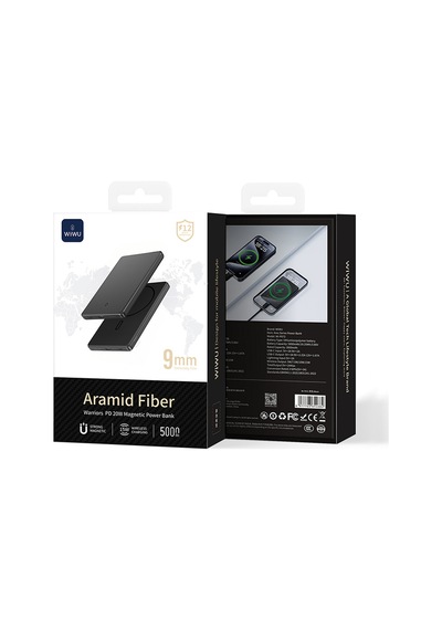 Wiwu Wi-p072 Pd 20w M-safe Şarj Özellikli Ultra İnce Aramid Fiber Powerbank 15w 5000mah Siyah Siyah