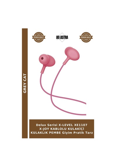 Delux Serisi X-level Xe1107 X-joy Kablolu Kulakiçi Kulaklık Pembe Giyim Pratik Tarz