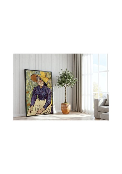 Van Gogh Buğday İçinde Hasır Şapkalı Genç Köylü Kadın Çerçevesiz Poster 30x42 Cm A3 Tablo