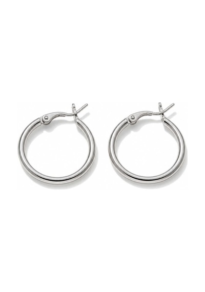 Gümüş Renk 22 Mm Çelik Düz Klasik Halka Küpe - Minimalist Klipsli Halka Küpe