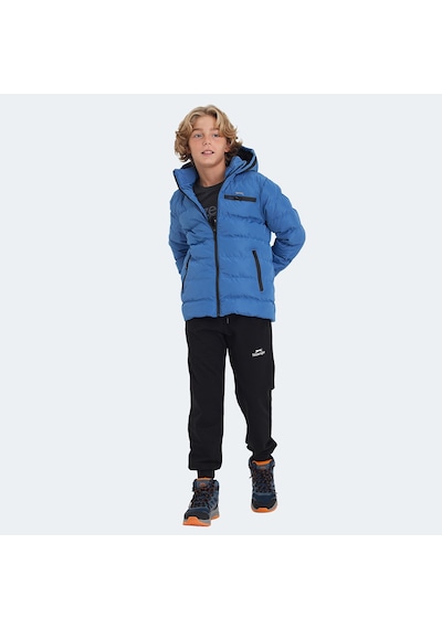 Slazenger CAPTAIN Çocuk Kapüşonlu Şişme Saks Mavi Mont & Kaban
