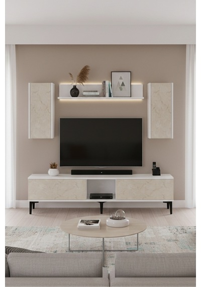Tvr1599 Aplos Tv Ünitesi Takımı 150cm Beyaz-traverten