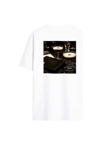 Black Nova Oversize Baskılı Unisex Tişört Espresso Martini Beyaz