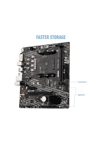 A520m-a Pro Am4 Ddr4 Bellek 4600 Oc Dvı Hdmı M.2 Usb3.2 Matx