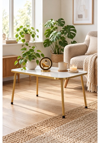 Odera Gold Beyaz Orta Sehpa 90x50 Cm Gold Metal Ayaklı Dikdörtgen Modern Klasik Salon Sehpası Diğer Odera Gold Beyaz Orta Sehpa 90x50 Cm Gold Metal Ayaklı Dikdörtgen Modern Klasik Salon Sehpası Diğer