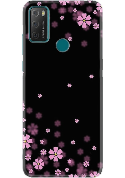 Tcl 20E Kilif Resimli Silikon Kilif Black Flowers 1391 523393272