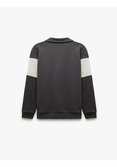 Koton Pamuklu Renk Bloklu Uzun Kollu Yarım Fermuarlı Sweatshirt Antrasit 5sam70034mk Antrasit Koton Pamuklu Renk Bloklu Uzun Kollu Yarım Fermuarlı Sweatshirt Antrasit 5sam70034mk Antrasit