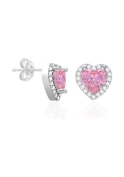 Gümüş Rodyumlu Küpe Pembe Zirkon Taşlı 925 Ayar Küpe St069