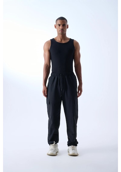 Jaceyjace Slim Fit Dar Kesim Pamuk Fitilli Atlet Siyah