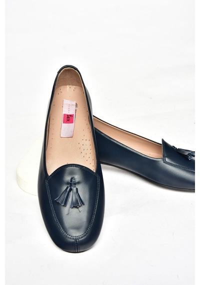 Fox Shoes R667001203 Lacivert Hakiki Deri Babet Lacivert