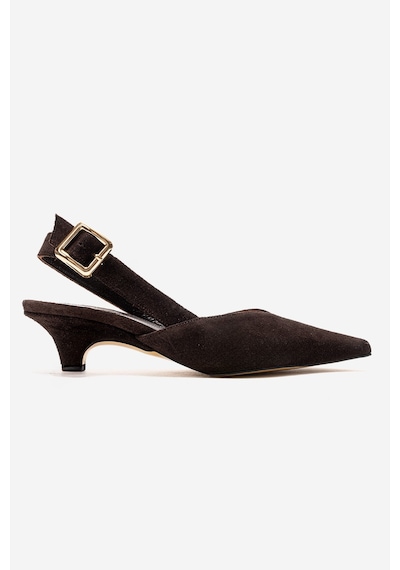 Luvishoes Dıorıs Kahverengi Süet Hakiki Deri Kadın Kısa Topuklu Ayakkabı
