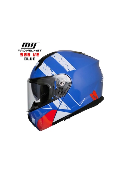 Mts M-966 Çene Açılır Motosiklet Kaskı Beyaz - Kırmızı - Mavi