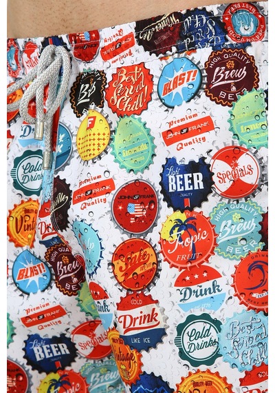 John Frank Deniz Şortu All Over Cepli Mayo Short Erkek Mayo Short Jfsssw37beercap Beyaz-orange