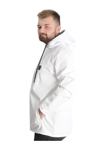 Mode Xl Büyük Beden Softshell Waterproff Kapüşonlu Mont 21235 Beyaz 001