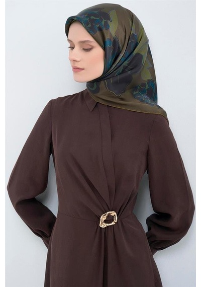 Armine İpek Eşarp 2026 Yaz - 9509-56 Haki Twill
