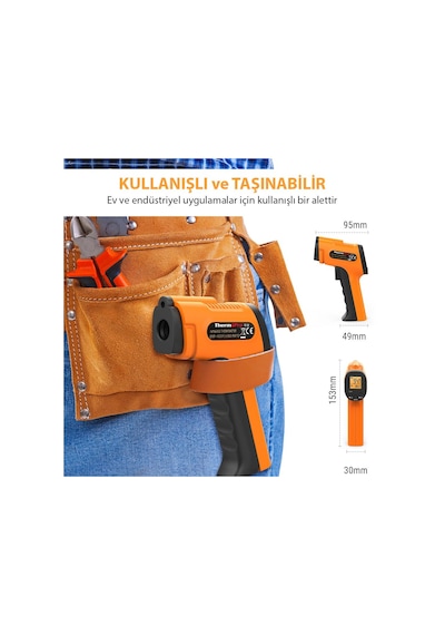 ThermoPro TP30 Endüstriyel Kızılötesi Katı-Sıvı Sıcaklık Ölçer - T08656