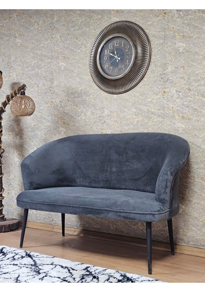 Zafir İkili Teddy Siyah Boyalı Sivriltme Ayak Çay Seti Koltuk İkili Berjer , Balkon, Salon, Ofis Füme