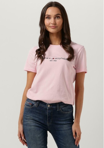 Tommy Hilfiger Tommyhilfiger Yazı Logo Nakışlı Pamuklu Kadın T-shirt Pembe