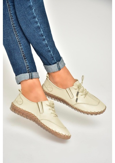 Fox Shoes U555130503 Bej Hakiki Deri Spor Ayakkabı Bej-hakiki Deri Bej