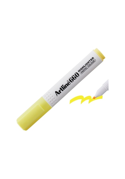 Artline Fosforlu Kalem Kesik Uç 1,0-4,0 MM Pastel Sarı 660--12 Lİ Diğer