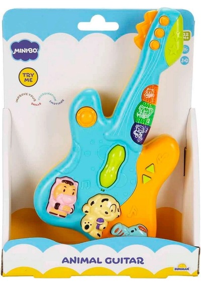 Minibo Sesli ve Işıklı Hayvan Figürlü Gitar