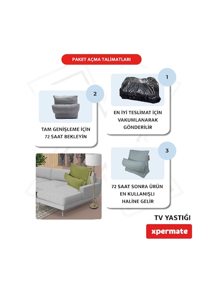 Xpermate Sırt, Bel, Boyun Destekli TV Okuma Yastığı Ameliyat Sonrası Yeşil