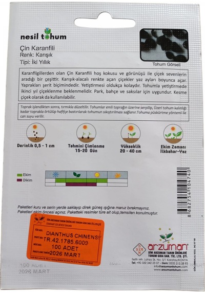 Nesil Tohum Çin Karanfili Tohumu 100 Adet