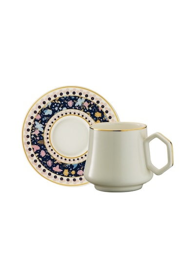 Sandro Moreno 1453 Potpuri Double Geometrik Gold 12 Parça 6 Kişilik Kahve Fincan Takımı 120 Ml Çok Renkli