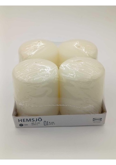 Hemsjö Blok Mum 4'lü Set, 5,7 Cm Çap, 8 Cm Yükseklik, Beyaz Diğer