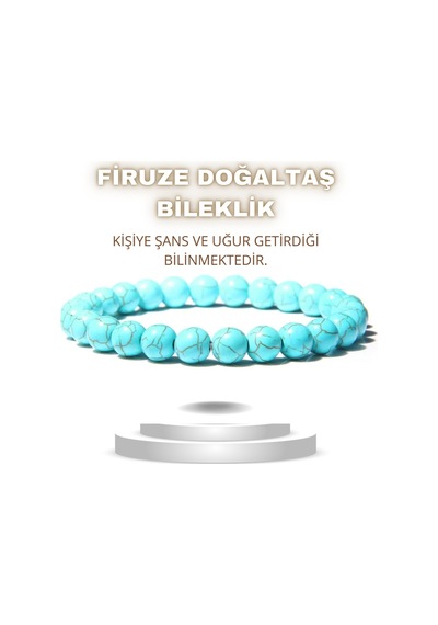 Firuze Doğal Taş Bileklik Şans 8 Mm Çok Renkli