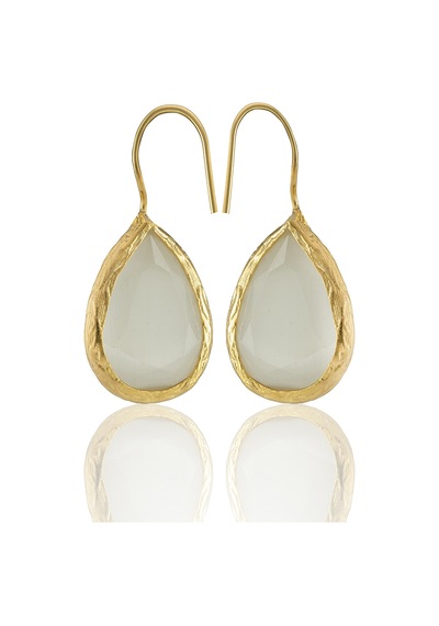 Kadir Jewellery 22 Ayar Altın Kaplama Damla Taşlı Küpe -el İşçiliği Ve Hipoalerjenik Küpe Beyaz 35146553
