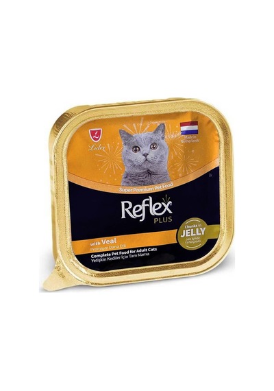 Reflex Plus Jöle İçin Et Parçacıklı Dana Etli Kedi Konserve 85 G