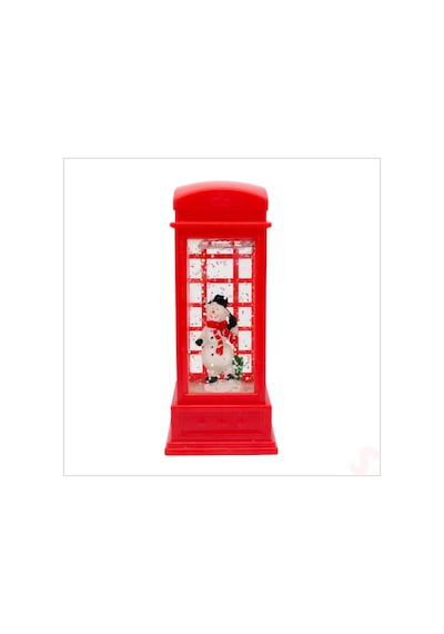 Uçuşan Simli,12,5 X 5cm Led Işıklı Telefon Kulübesi Küre-kardan Adam