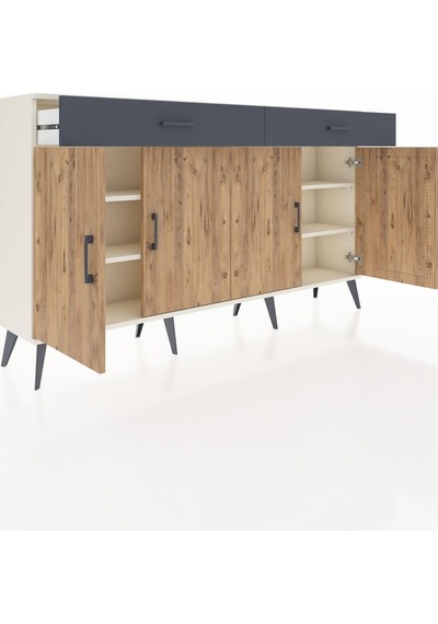 Arges Konsol 4 Raflı 2 Çekmeceli 4 Kapaklı 176x30x99 Aytaşı-çam/a Aytaşı-çam/antrasit Arges Konsol 4 Raflı 2 Çekmeceli 4 Kapaklı 176x30x99 Aytaşı-çam/a Aytaşı-çam/antrasit