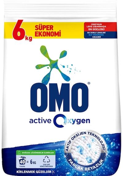 Omo Active Oxygen Etkili Beyazlar için Leke Çıkarıcı Toz Çamaşır Deterjanı 6 KG