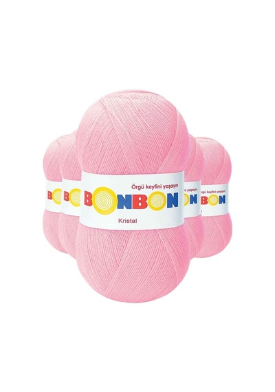 5 Adet Kristal El Örgü Lif İpi Şeker Pembe 98588 - Bonbon Mudanis